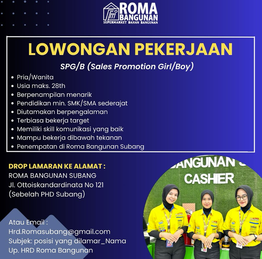 Lowongan Kerja Roma Bangunan Subang Terbaru Januari 2025