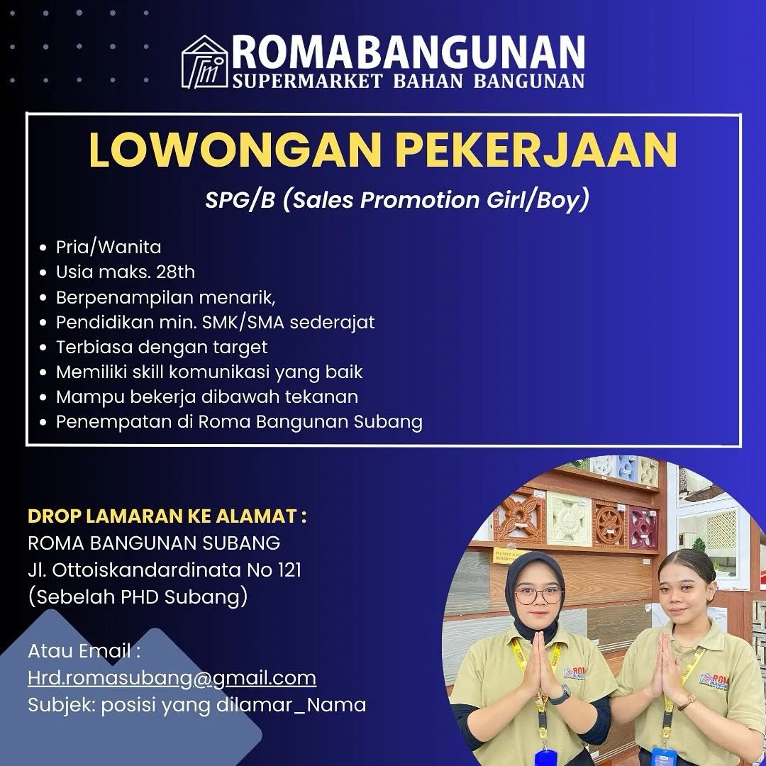 Lowongan Kerja Roma Bangunan Subang Februari 2025