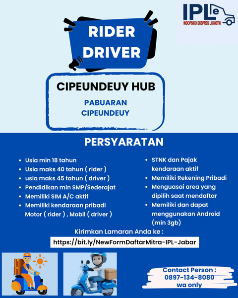 Lowongan Kerja Driver Rider Shopee Express Subang