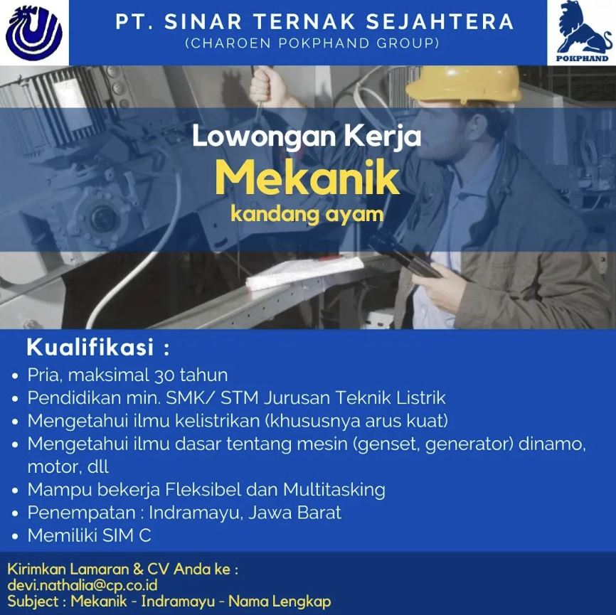 Lowongan Kerja PT Sinar Ternak Sejahtera Indramayu