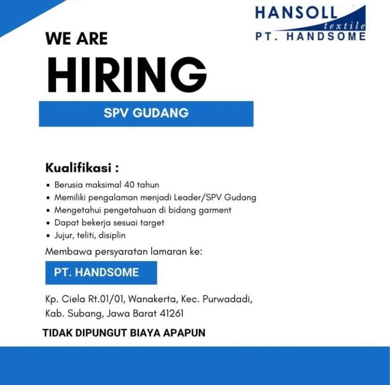 Gaji pt handsome subang