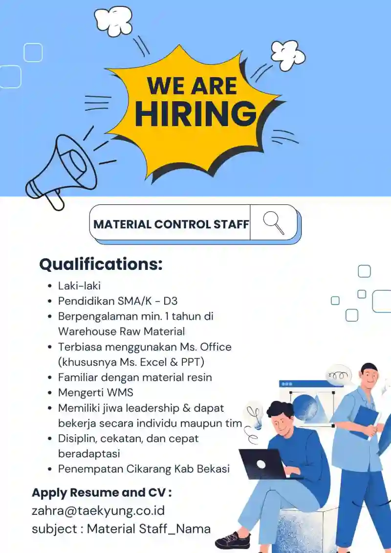 Lowongan Kerja PT. Taekyung Technology Cikarang