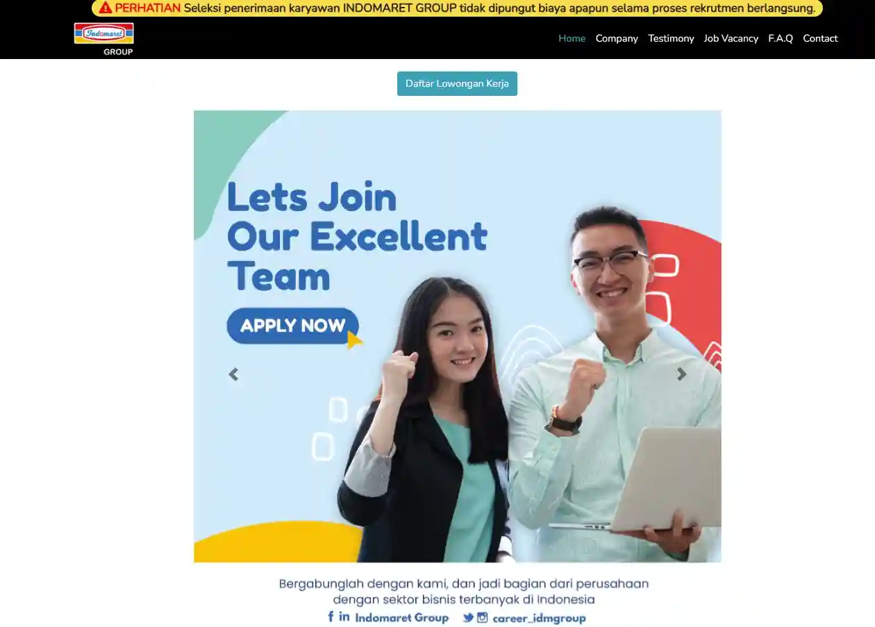 cara daftar kerja Indomaret online