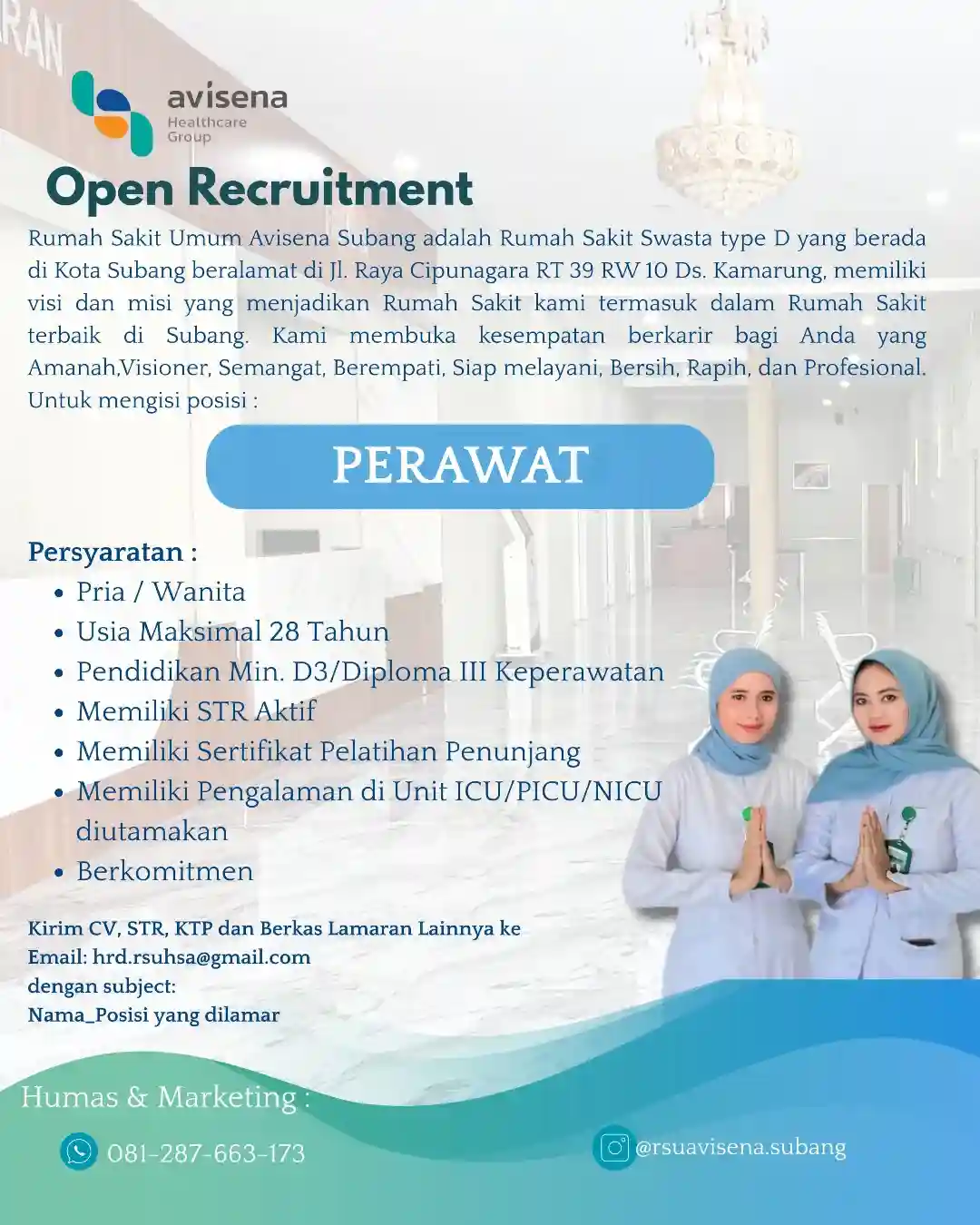 Lowongan Kerja RSU Avisena Subang Terbaru 2026
