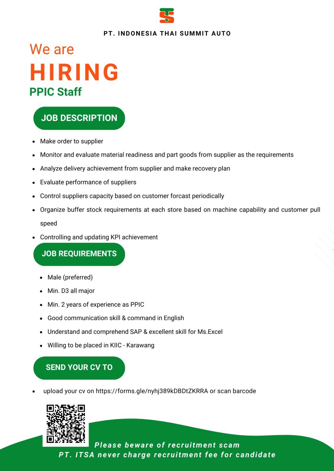 Lowongan Kerja PT Indonesia Thai Summit Auto Karawang