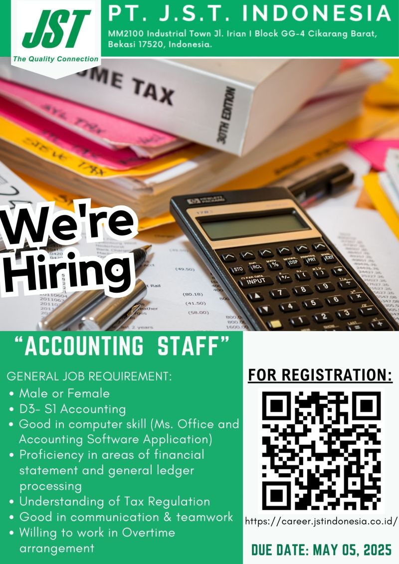 Lowongan Kerja PT. J.S.T. Indonesia Cikarang - April 2025