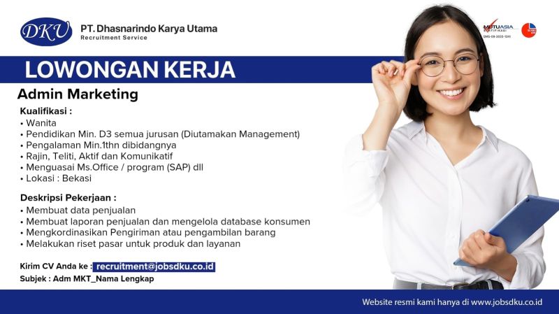 Lowongan Kerja PT Dhasnarindo Karya Utama Bekasi