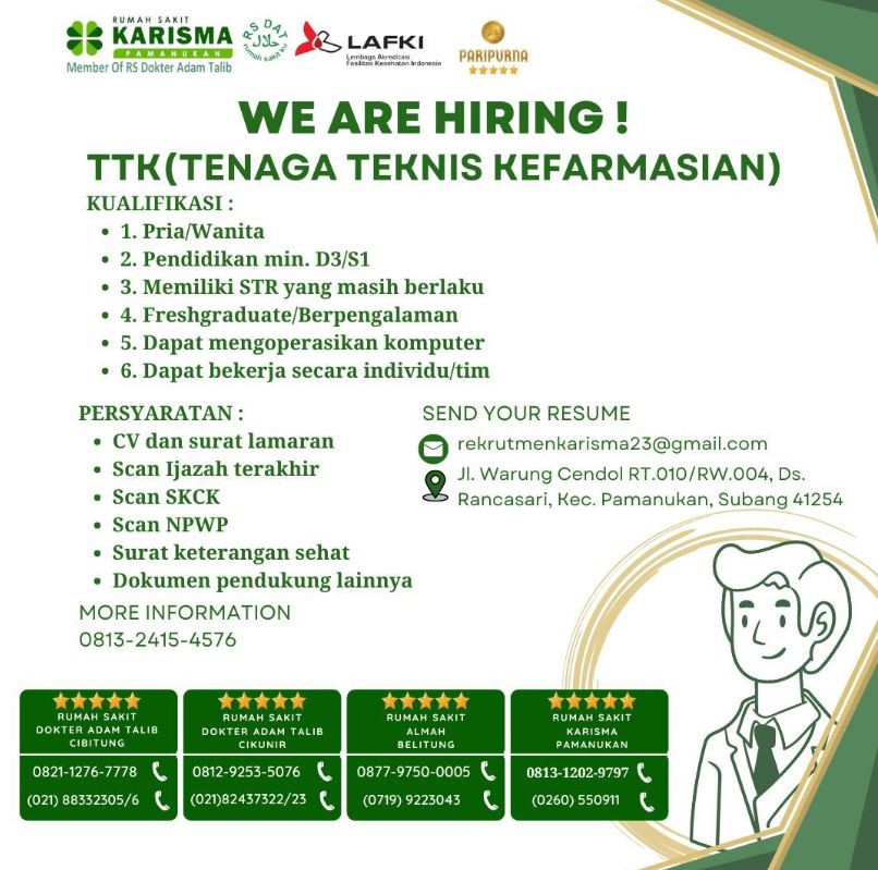 Lowongan Kerja Rumah Sakit Karisma Pamanukan Juli 2024