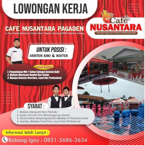 Lowongan Kerja Subang Cafe Nusantara Pagaden