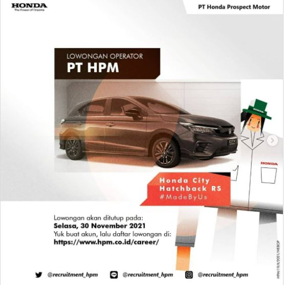 Lowongan Kerja PT Honda Prospect Motor November 2021