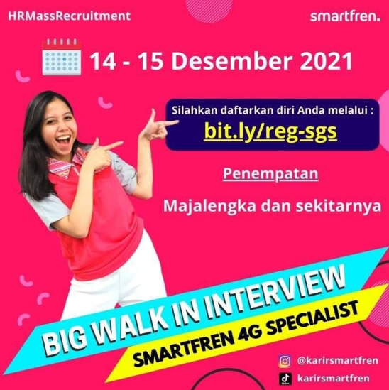 Lowongan Kerja Majalengka SMARTFREN BIG WALK IN INTERVIEW ! 