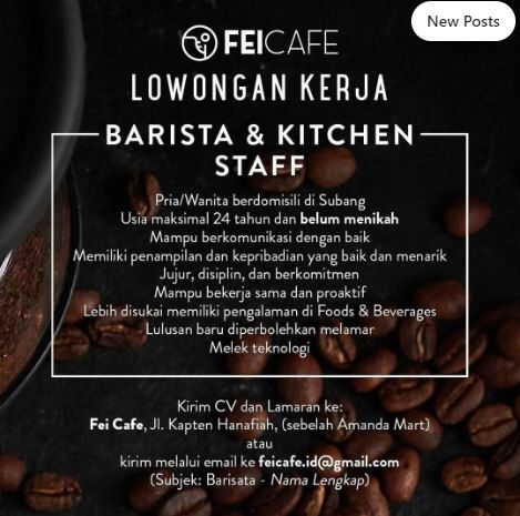 Lowongan Kerja FEI CAFE Subang